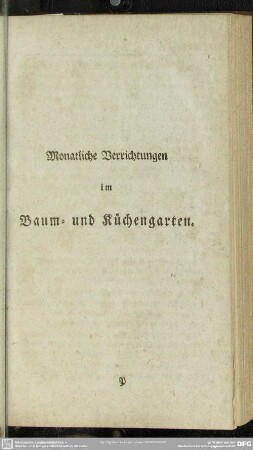 Monatliche Verrichtungen im Baum- und Küchengarten