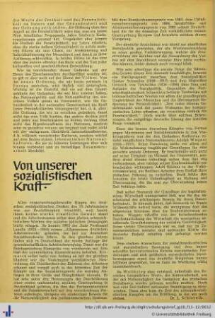 Von unserer sozialistischen Kraft.