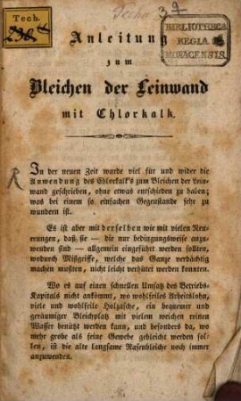 Anleitung zum Bleichen der Leinwand mit Chlorkalk