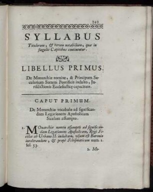 Syllabus Titulorum, [etc] rerum notabilium, quæ in singulis Capitibus continentur.