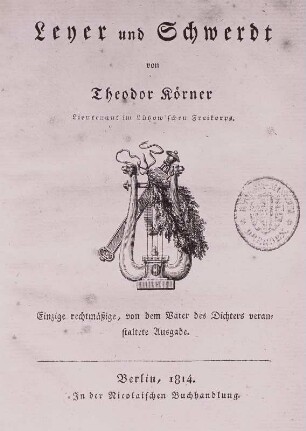 Umschlagseite zu "Leyer und Schwerdt", erste Ausgabe