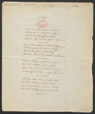 Handschriftliches Gedicht "Liedchen"