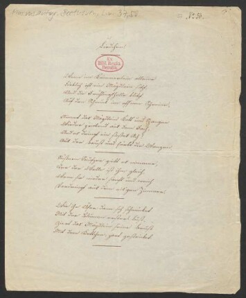 Handschriftliches Gedicht "Liedchen"