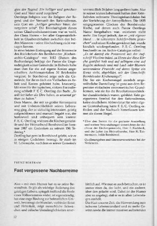 Fast vergessene Nachbarreime