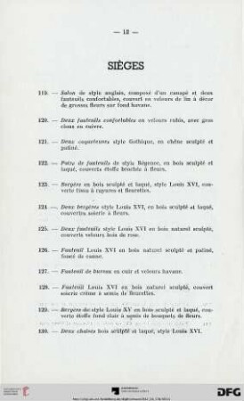 Sièges (Nr. 119-130)