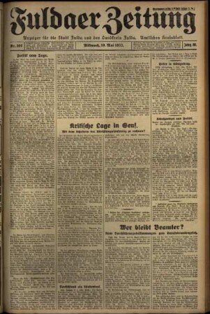 Erste Ausgabe vom Mittwoch, den 10. Mai 1933.