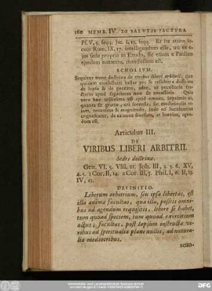 Articulus III. De Viribus Liberi Arbitrii.