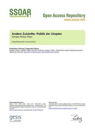 Andere Zukünfte: Politik der Utopien