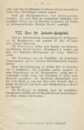 VIII. Das St. Jakobs-Hospital