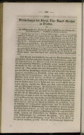 XXI. Entscheidungen des Königl. Ober-Appell.-Gerichts zu Dresden