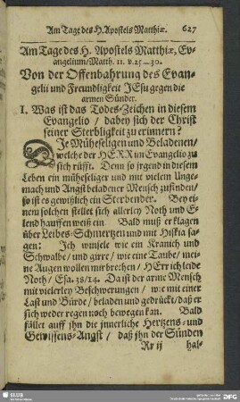 Am Tage des H. Apostels Matthiae
