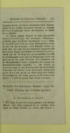 Geschichte des helvetischen Bundes: (auch Republik Schweiz und Helvetien genannt)