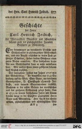 Geschichte des Herrn Carl Henrich Zeibich