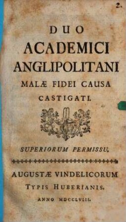 Duo Academici Anglipolitani Malae Fidei Causa Castigati