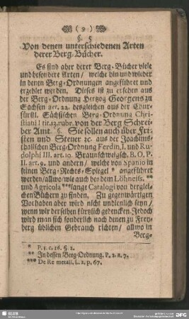 §. 5. Von denen unterschiedenen Arten derer Berg-Bücher