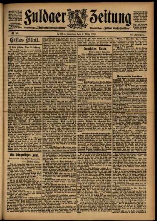 Erste Ausgabe vom Samstag, den 04. März 1905.