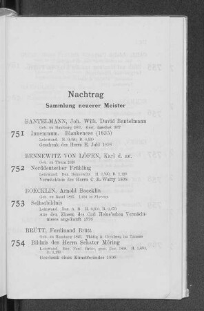 Nachtrag Sammlung neuerer Meister