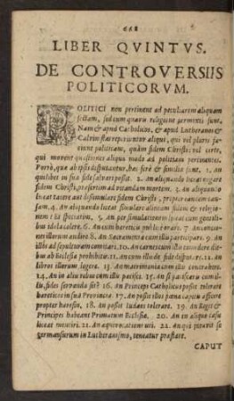 Liber Qvintvs. De Controversiis Politicorum.