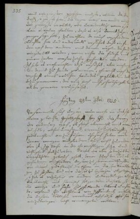Freytag d 29ter 9bris 1735.