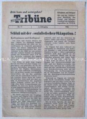 Progagandaschrift aus Berlin (West) für die Gewerkschaftsmitglieder in der DDR mit scharfer Polemik gegen den FDGB und die Wirtschaftspolitik der DDR