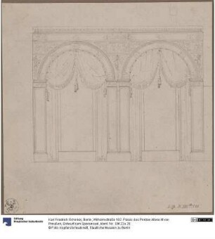 Berlin, Wilhelmstraße 102. Palais des Prinzen Albrecht von Preußen, Entwurf zum Speisesaal