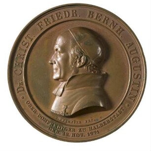 Medaille auf Oberdomprediger Dr. Christian F. B. Augustin (*1771 † 1856)