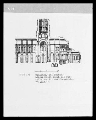 Toulouse, Längsschnitt durch die Ostteile der Basilika Saint-Sernin