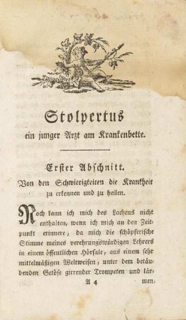 Erster Abschnitt. Von den Schwierigkeiten die Krankheit zu erkennen und zu heilen.