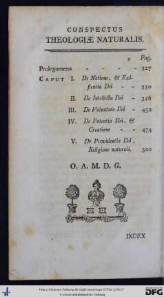 Conspectus Theologiae Naturalis.