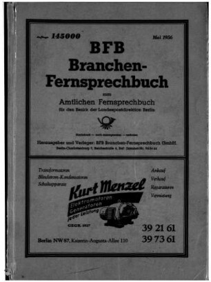 1956: Amtliches Fernsprechbuch für den Bezirk der Landespostdirektion Berlin