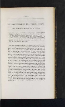 De l'organisation des Fermes-ecoles