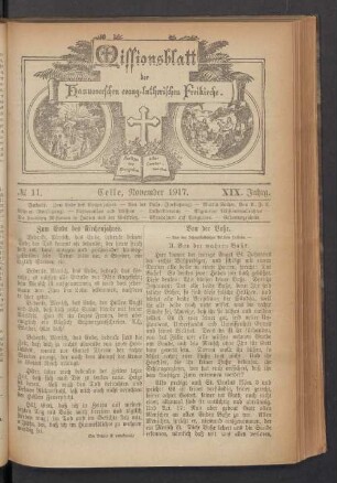 N°. 11. November 1917. XIX. Jahrg