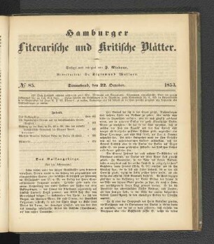 No. 85. 22. Oktober 1853