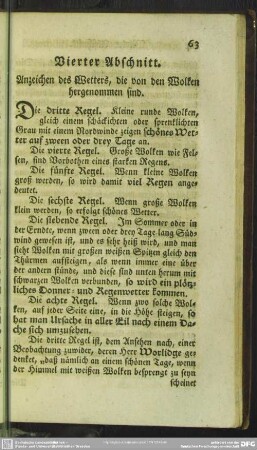 Vierter Abschnitt. Anzeichen des Wetters, die von den Wolken hergenommen sind