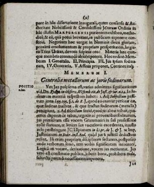 Membrum I. Generalia metallorum ac iuris fodinarum