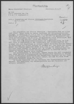 Böttingen-Magolsheim: Inspektionsbericht 1956