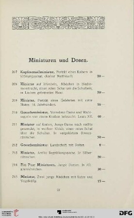 Miniaturen und Dosen (Nr. 207-276a)