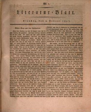 Morgenblatt für gebildete Stände. Literatur-Blatt. 1827