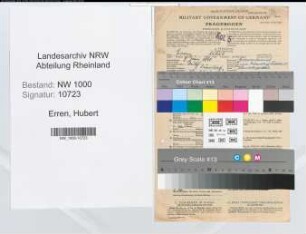Entnazifizierung Hubert Erren, geb. 08.06.1890 (Landesinspektor)
