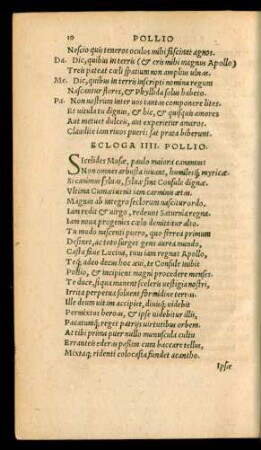 Ecloga IIII. Pollio.