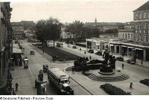 Dresden, Bismarck-Denkmal : Dresden-Altstadt, Ringstraße (Johannesring). Ansicht von Ost-Südosten mit Bismarck-Denkmal