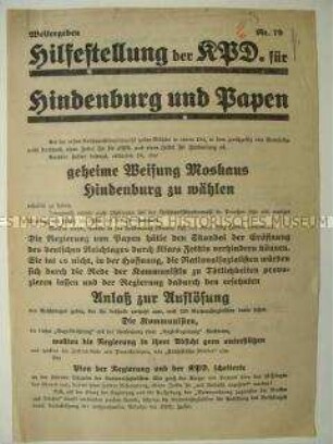 Wahlflugblatt der NSDAP zur Reichstagswahl am 6. November 1932