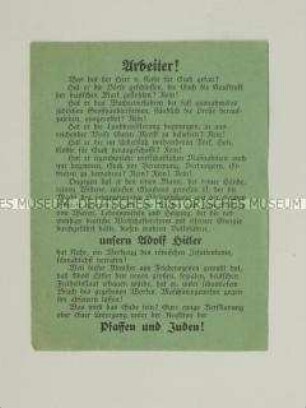 Handzettel der NSDAP mit scharfer Polemik gegen den bayrischen Generalstaatskommissar von Kahr