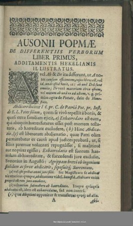 Liber Primus, Additamentis Hekelianis Illustratus