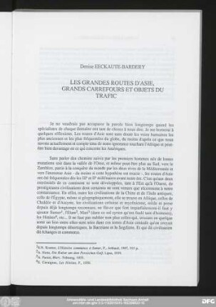 Denise Eeckaute-Bardery Les Grandes Routes D'Asie, Grands Carrefours Et Objets Du Trafic