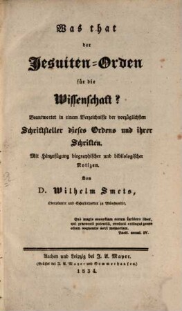 Was that der Jesuiten-Orden für die Wissenschaft?