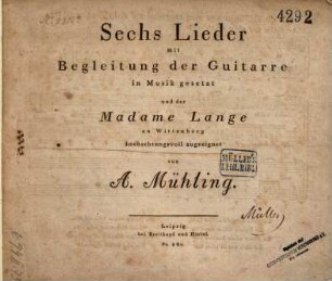 Sechs Lieder mit Begleitung der Guitarre