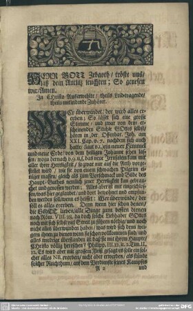 Leichenpredigt : Christ-Adel. Gedächtnüß-Predigt. Eingang, Leichtext, Abhandelung