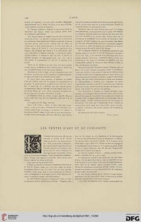 Les ventes d'art et de curiosité