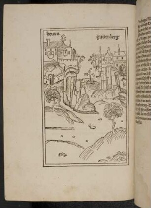 Landschaftsbild mit den Burgen Hewen und Gutenberg